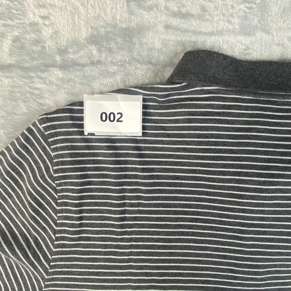 Ted Baker Polo Shirt Men Size 5 (XL) Gray Grey Striped Short Sleeve $120 NWT New - Picture 8 of 11